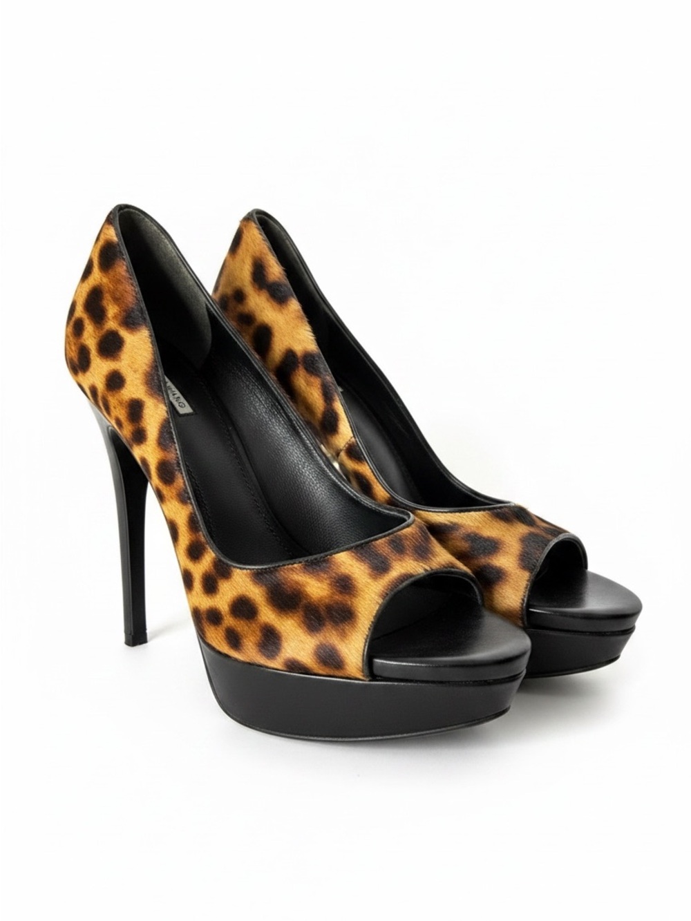 Vera Wang Lavender Leopard Print Peep-Toe Platform Heels Sz 7.5 | GUC